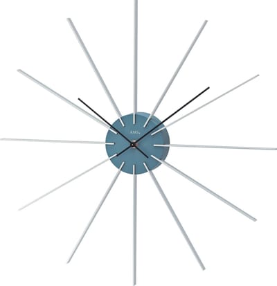 AMS W9596 - Wandklok - Quartz - Kunststof - Aluminium - Ø50 cm - Blauw