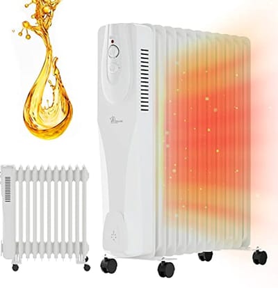 Elektrische Olieradiator met Wielen - 2500W, 11 Ribben, Oververhittingsbeveiliging, Geschikt voor Middelgrote tot Grote Ruimtes