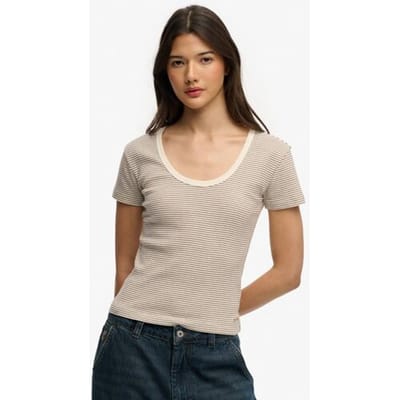 Superdry Athletic Essentials Gestreept T-shirt Brown Grootte: 34
