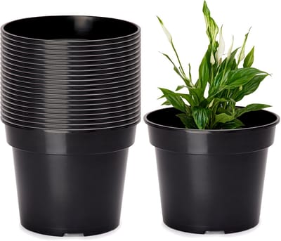 Garronda Plantenpot Bloempot - Kunststof - Rond - Plantenbak – Zwart – 20 Stuk - Zwart, 13cm H=10.5cm - GD-NIC-SBX90