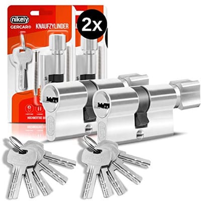Dailygoods- Knopcilinderslot gelijksluitend - Cilinderslot met knop - Deurslot binnendeur - Set van 2 stuks - Lengte 90 mm - Inbraakbeveiligingsklasse A