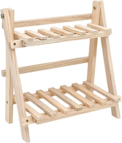 Houten Opbergrek voor Bureau, 2-laags Plank Organizer, Decoratieve Opslag voor Kantoor en Thuis, Ideaal voor Planten en Accessoires