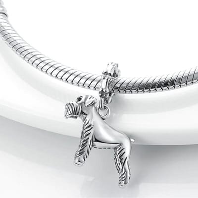 Echte Charm Koper Schattige Huisdier Schnauzer Hond Hanger Past op Charm Plata Armband Voor Vrouwen Sieraden Knutselen Mooi Cadeau