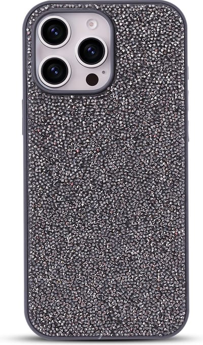 Casemania Hoesje Geschikt voor Apple iPhone 16 Pro - Zilver - Diamant Glitter Back Cover