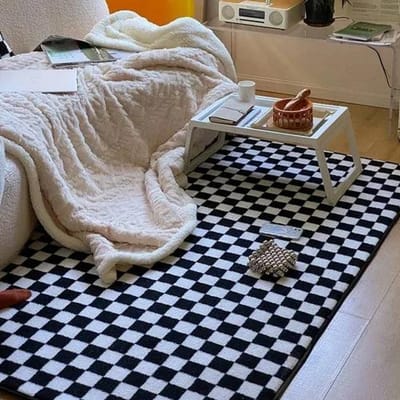 Paars Geruit Marokkaans Berber Vloerkleed Shaggy Gebiedskleed Stijlvolle Y2K Decor Tapijt voor Woonkamer Huis Slaapkamer Decoratie 60*90cm