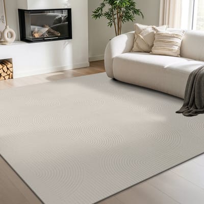 the carpet Rio – Modern & onderhoudsvriendelijk laagpolig vloerkleed met 3D-reliëf, zachte touch & antislip rug – geschikt voor woonkamer, slaapkamer of hal – crème, 200 x 200 cm vierkant