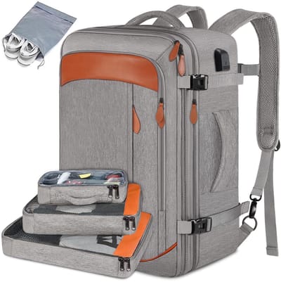 Handbagage rugzakken voor in het vliegtuig Reisrugzakken Laptoprugzakken voor dames Rugzakken voor heren Reistassen voor dames Kleine bagage 4-delige set - Reistas 4-delige set, grijs