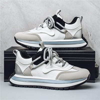 CYYTL Heren Sneakers Casual Outdoor Hardloopschoenen Leer Platform Tennis Sport Mode Wandelen Designer Luxe Skateboard Instappers 44 gray