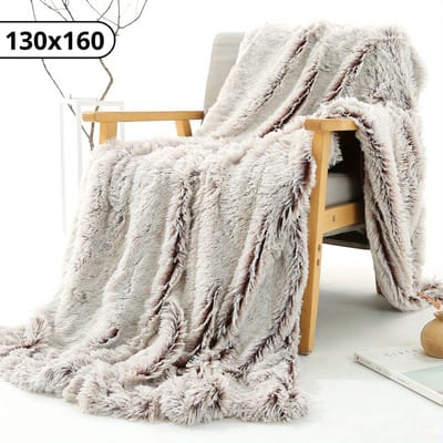 Bovista Plaid - Dekentje - Pluche - Wollen - Fleece - Deken - Knuffeldeken - Bank Deken - Koffie - 130x160cm