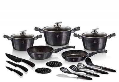 Berlinger Haus Carbon Pro - Pannenset - Granieten Coating - Soft-Touch Handgreep - Turbo Induction Systeem