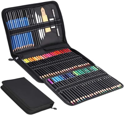 Professionele Teken Set met 95 Onderdelen, Inclusief Potloodslijper en Gum voor Kunstenaars, Beginners en Kinderen