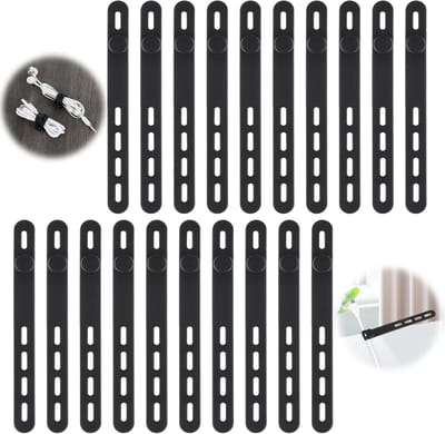 SnelShoppen - Silicone Kabel Organizer, Herbruikbare Kabelbinders met Sluiting, 20 Stuks, 4 Maten, Elastisch, Verstelbaar, Oplaadkabel Klemmen, Kabelh