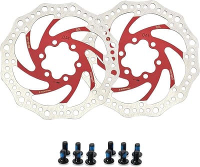 Fiets Rem Schijf - Rotor Schijfrem - Fietsen Onderhoud - Roestvrij Staal - 203mm 6-Gats - Rood