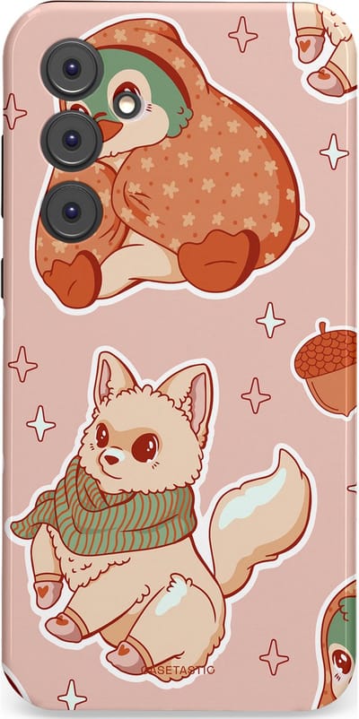 Casetastic hoesje geschikt voor Samsung Galaxy A35 - Dubbellaagse bescherming - Winter avontuur - Fashion Case - Perzik Zand Lichtgrijs