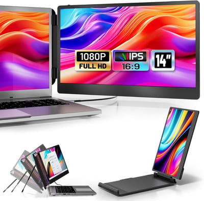 Florixa® Professionele Portable Monitor Pro 2024 - Full HD - 13” / 16.5” Tri-Screen - Laptop Scherm Uitbreider - Zwart - ‎36cm x 21cm x 4cm