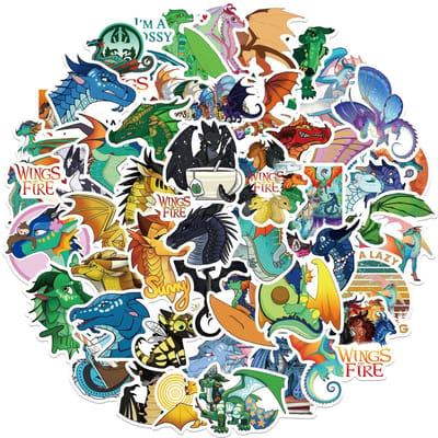 50 Pièces Autocollants Les Royaumes de Feu pour Ordinateur Portable d'Adolescent, Autocollants Esthétiques Dessin Animé Cool Dragons Autocollants Imperméables pour Bouteille d'Eau black