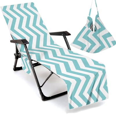 1 microvezel strandstoelhanddoek - 210 × 75 cm - Opvouwbaar - Handdoektas - Strandstoelhoes - Geschikt voor zwembadstoelen en loungestoelen - Lichtblauw