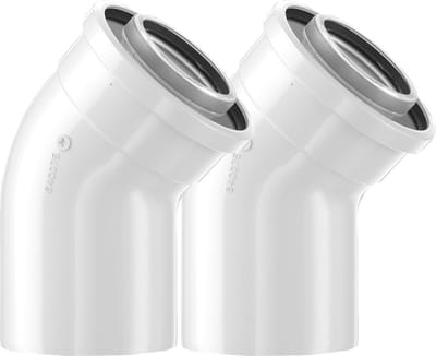 Bosch Rookgasafvoer Bocht 45 Graden – Ø 60/100 mm – Concentrische Bochtenset (2 stuks) met 100mm Compensatie – Type FC-CE60-45 – 7738112298