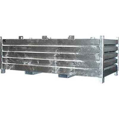 Bauer SBS 2000 opvangbaksysteem, L 1200 x B 2400 x H 850 mm, stapelbaar tot 3 hoog, gelakt, met transportwagen, thermisch verzinkt