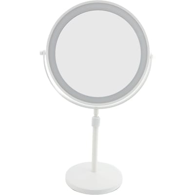 Verlichte Make-up Spiegel 22cm Verstelbare Hoogte Dubbelzijdig Vergrotende Vanity Spiegel met 3 Kleuren LED 3X