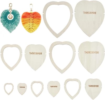 12 houten macramé snijtemplates in hartvorm, snijmallen voor macramé, ideaal voor het maken van pompons en ambachtelijke decoraties