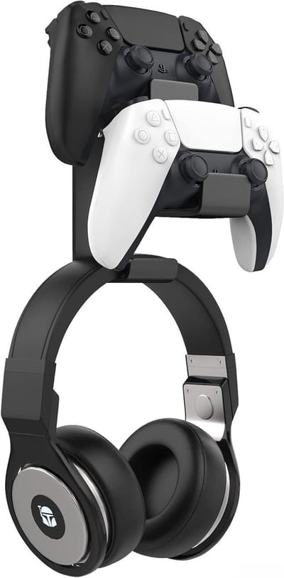 Dual Gamepad Controller en Hoofdtelefoon Hanger voor Xbox, PS en PC - Wandmontage voor Universele Headsets, Zwart