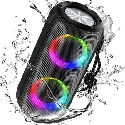 Draagbare Bluetooth Luidspreker met 24W Geluid en LED-Lichten - Ideaal voor Kamperen en Buitenactiviteiten