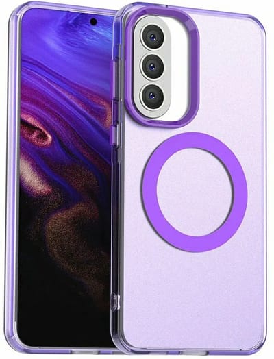 MagSafe Compatibel Backcover Hoesje Geschikt voor Samsung Galaxy A57 - Paars & Semi-Transparant Design - Stijlvol & Goede Bescherming
