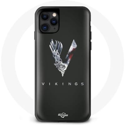 Hoesje voor Iphone 12 Vikings Series Seizoen 6 logo V Zwaard Grijs Zwarte Achtergrond