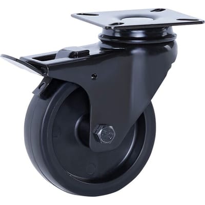 Meso Meubel zwenkwiel met rem zwart 75mm - 60kg draagvermogen