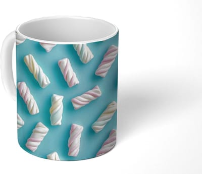 Mok - Koffiemok - Spekjes - Pastel - Snoep - Blauw - Mokken - 350 ML - Beker - Koffiemokken - Theemok
