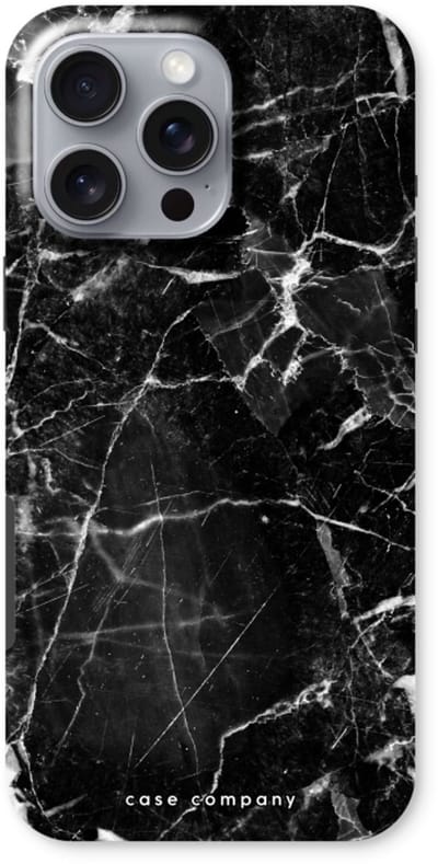 Case Company® - Hoesje geschikt voor iPhone 16 Pro Max hoesje - Zwart Marmer - Tough Case - Maximale Bescherming alle Kanten en Schermrand