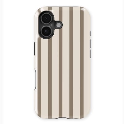DripCase Gestreept Hoesje geschikt voor iPhone 17 | Backcover met Mag | Stripes Motief | Trendy Case geschikt voor iPhone 17 met Strepen Linen Wood