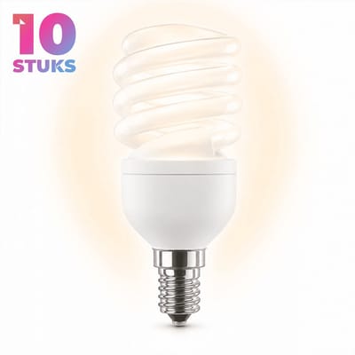 10x Spiraal Spaarlamp E14 - 13W - Daglicht (6400K) - 780 lm - 10 jaar - Niet Dimbaar