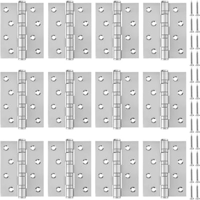 Dailygoods- Deurscharnieren 12 stuks - Roestvrij Stalen Scharnieren - Zware Belasting - 10 x 7,5 x 1,2 cm - Inclusief 48 Schroeven - Duurzaam en Geschikt voor Binnen/Buiten - Scharnier
