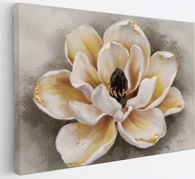 Saammp Canvas Schilderij - Abstracte Bloem - Natuur - Grijs - 30x20 - Foto op canvas - Wanddecoratie - Muurdecoratie Woonkamer - Kantoor Decoratie