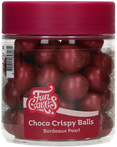 FunCakes Choco Crispy Balls - Glanzend Bordeaux - 130g - Eetbare Taartdecoratie - Taarttoppers - Chocolade Decoratie