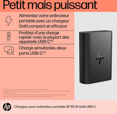 HP Originele 65 watt GaN USB-C snellader | Laptoplader USB-C - Zwart