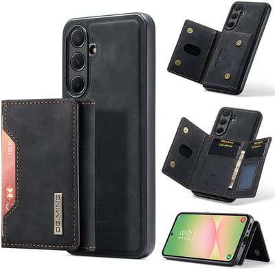 Stravo × DG.MING Veelzijdige leren case hoesje – Geschikt voor Samsung Galaxy A56 – 2-in-1 luxe lederen telefoonhoesje met afneembare kaarthouder – MagSafe compatibel leer case – Stijlvol & duurzaam – Zwart