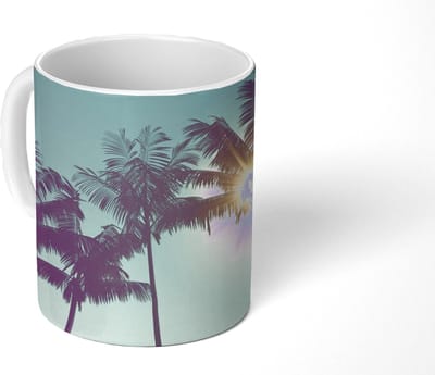 Mok - Koffiemok - Palmbomen - Zomer - Zon - Mokken - 350 ML - Beker - Koffiemokken - Theemok