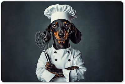 Placemats 45x30 cm - Placemat kunststof - 1 stuk - Hond - Garde - Kok - Borden onderleggers - Decoratie voor op tafel - Keuken tafeldecoratie accessoires - Vinyl onderlegger - Tafelversiering