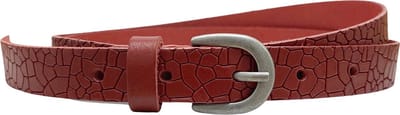 Riem Dames - Tailleriem Dames - Croco Print - Rood - Leer - 2 cm - Totale lengte Riem 110 cm - Taille maat 90 cm