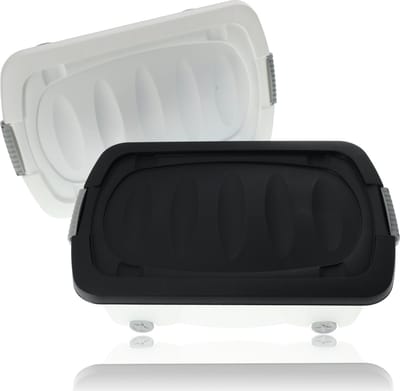 Opbergbox| 24 L Onderbedbox met Wieltjes Transparant opbergboxen met Deksel - Zwart-Wit