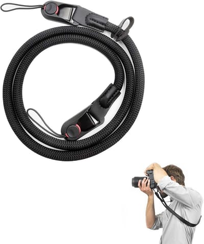 Camera-schouderriem met snelsluitsysteem - verstelbare 110 cm halsriem voor DSLR en SLR-camera's - zwart