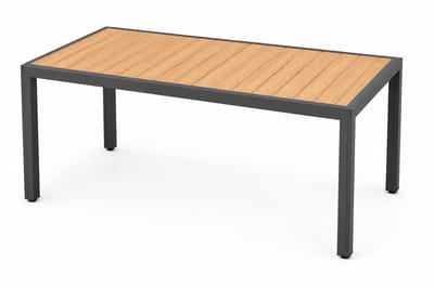ITRONIQ Tuintafel 150x80 CM – Aluminium Terrastafel Voor 4-6 Personen – Eettafel Houtlook – Weerbestendig – Tuintafel Buiten