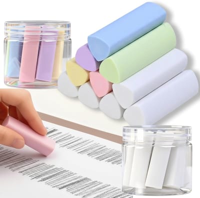 Set van 20 Uittrekbare Gum voor Kinderen, Ideaal voor School en Creatief Tekenen, Driehoekige Gummen in Houder, Schoon en Verwijderbaar Zonder Restanten