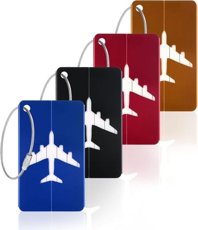 4 Stuks Reiskoffers Identiteitslabels, Bagage Tags voor Koffers, ID Labels voor Bagage, Perfect voor Verliespreventie en als Huwelijkscadeau