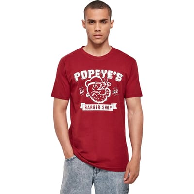 Merchcode Popeye - Popeye Barber Shop Heren T-shirt - S - Bordeaux rood