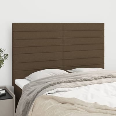 vidaXL - Hoofdbord - donkerbruin - 144x5x118/128 - cm - stof