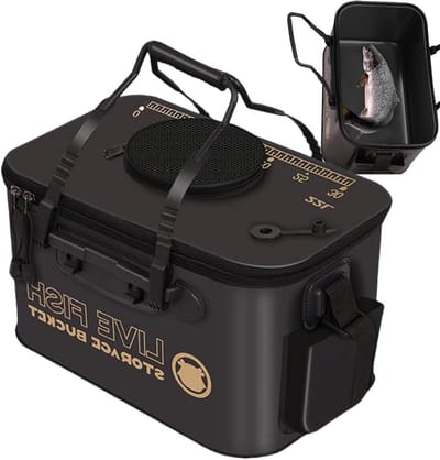 Vissers Aasemmer - Levend aas houder - Aas vers houden - Met inflatiegat - 393L x 27B cm - Zwart